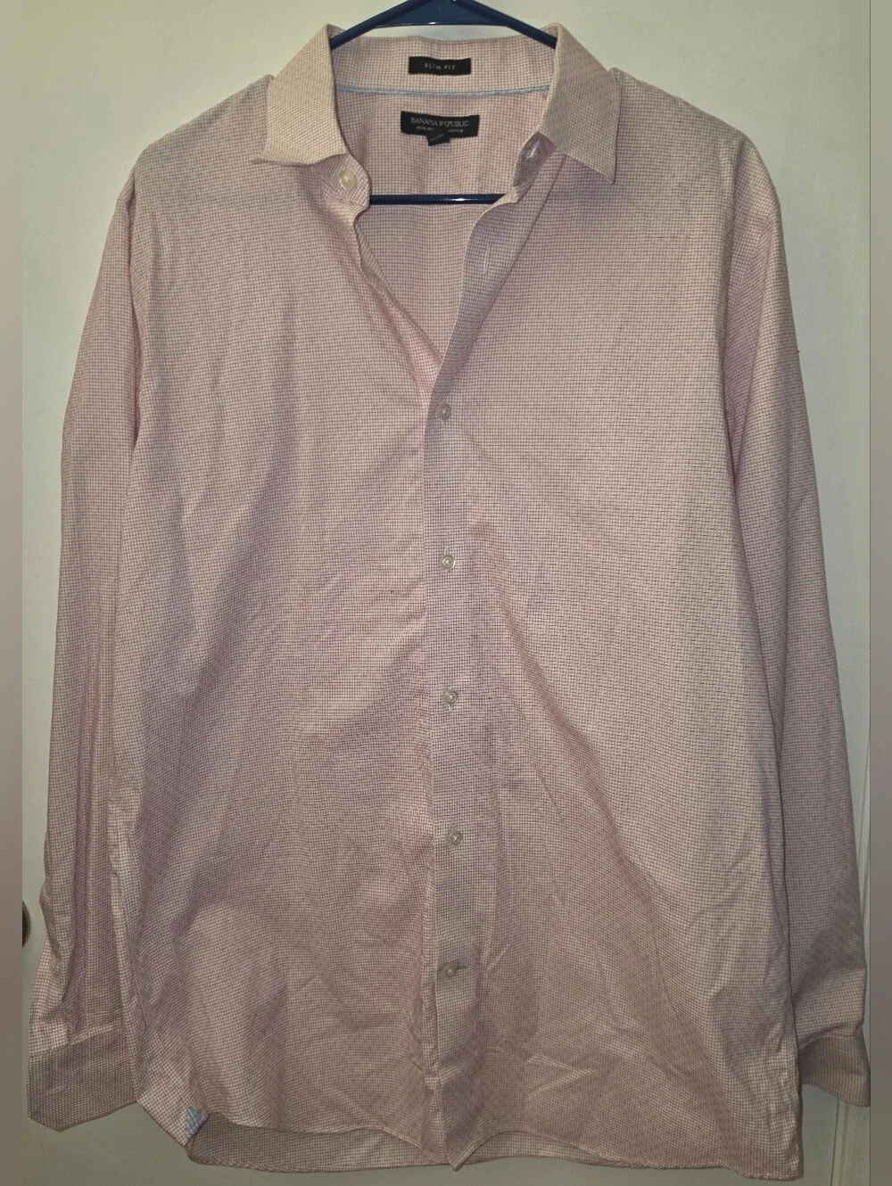 Banana Republic Men's Light Pink Microcheck Dress Shirt - Subtle Pattern